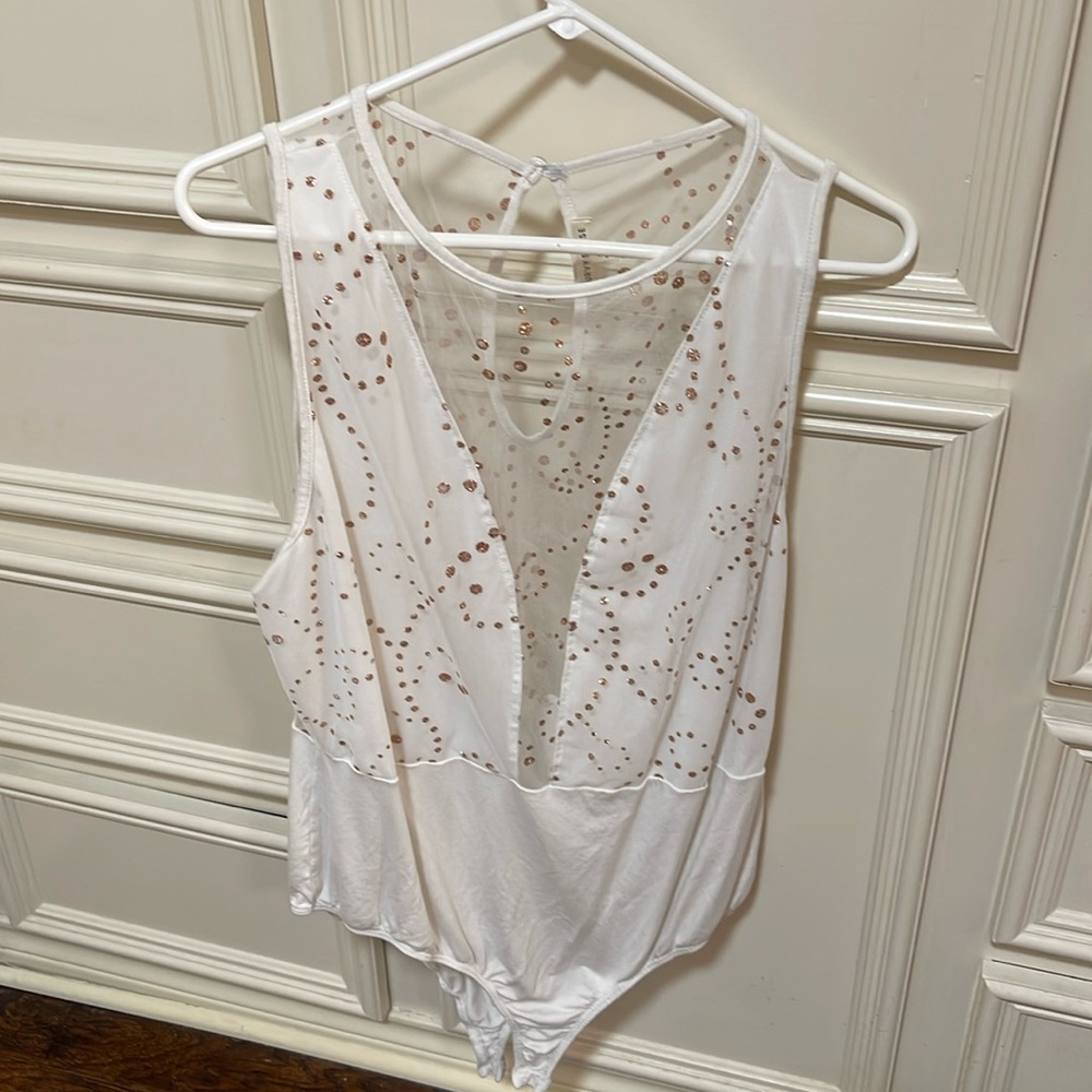 White and rose gold sparkled Bodysuit